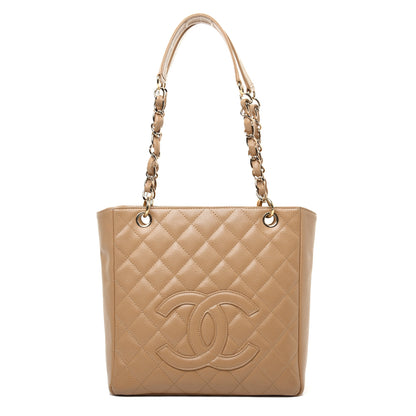 Chanel Caviar Quilted Petit Shopping Tote PST Dark Beige 1 of 14
