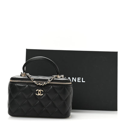 Chanel Lambskin Quilted Small Top Handle Vanity Case With Chain Black 12 of 12