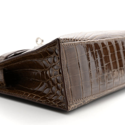 Hermes Shiny Alligator Kelly Pochette Gris Elephant 16 of 20