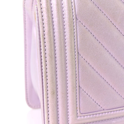 Chanel Metallic Lambskin Chevron Quilted Medium Boy Flap Purple 23 of 33