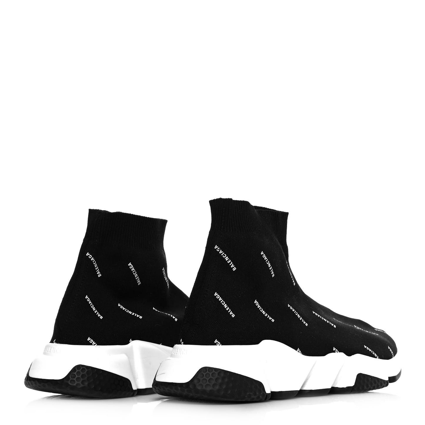 Neoprene Knit Allover Logo Bi-Color Sole Womens Speed Sneakers 39 Black White
