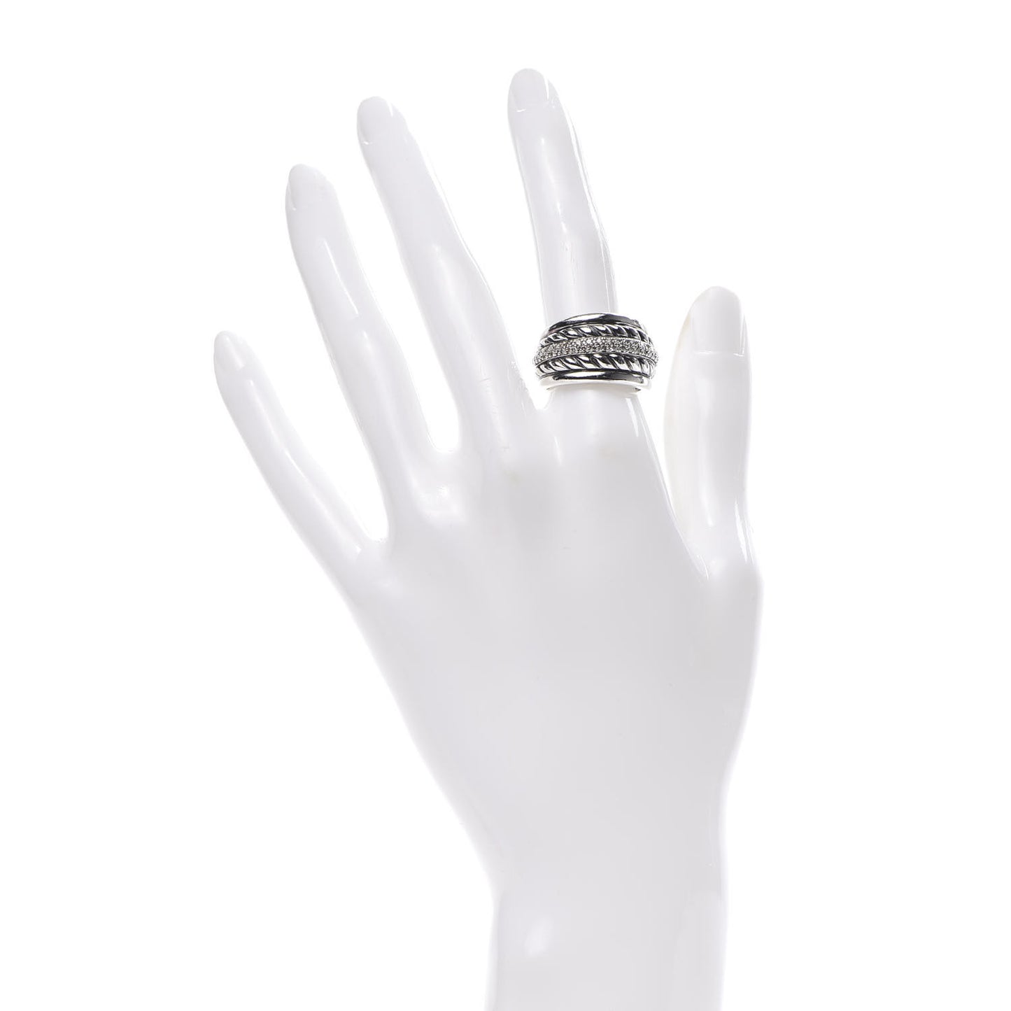Sterling Silver Diamond Cable Five Row Ring 54 6.75