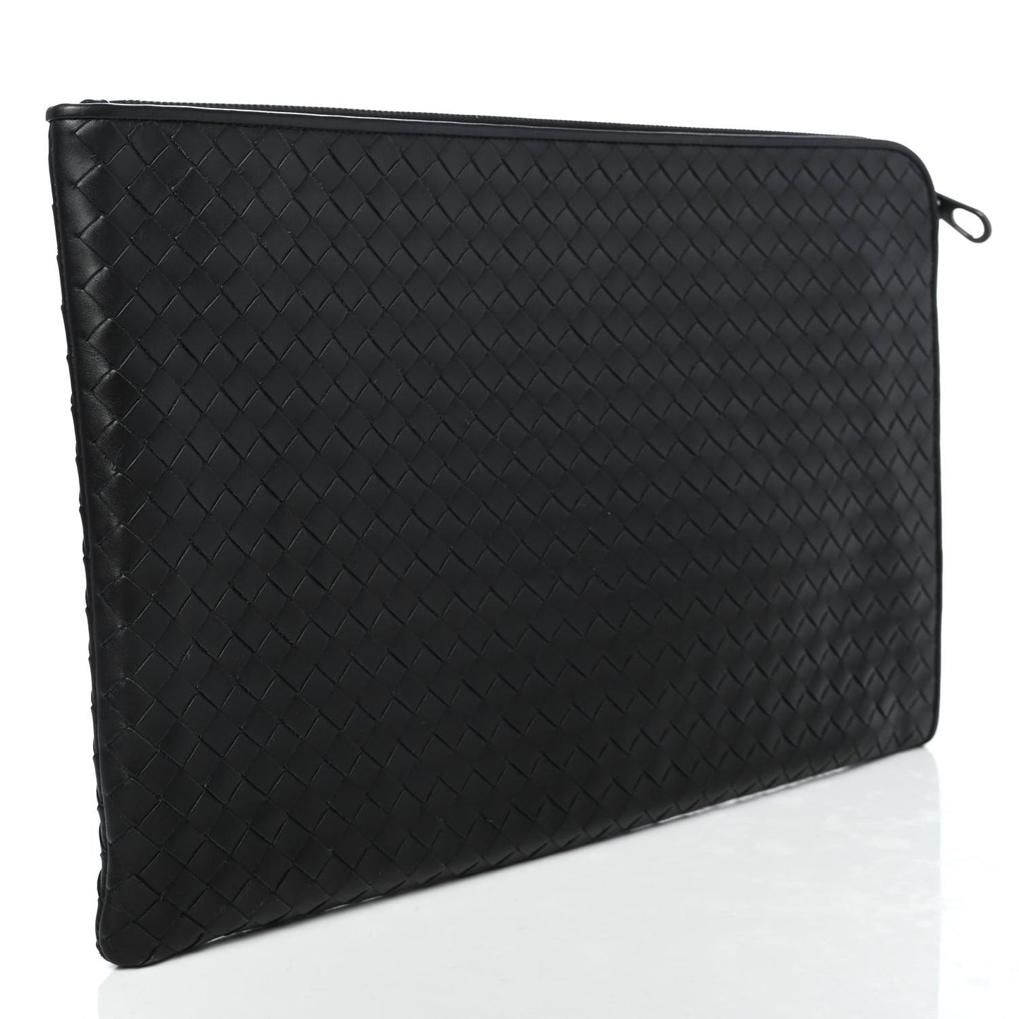 Nappa Intrecciato Flat Zip Pouch Black