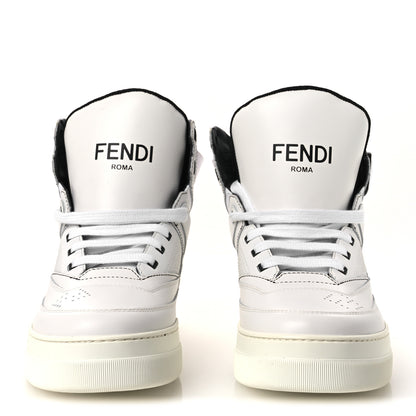 Fendi Vitello Nylon Logo Mens High Top Sneakers 7 Ultra White Black 3 of 11