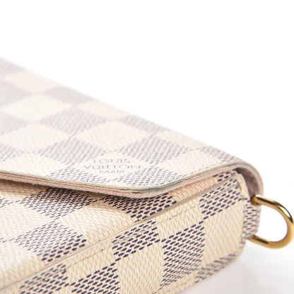 Louis Vuitton Damier Azur Pochette Felicie Chain Wallet Rose Ballerine 13 of 15