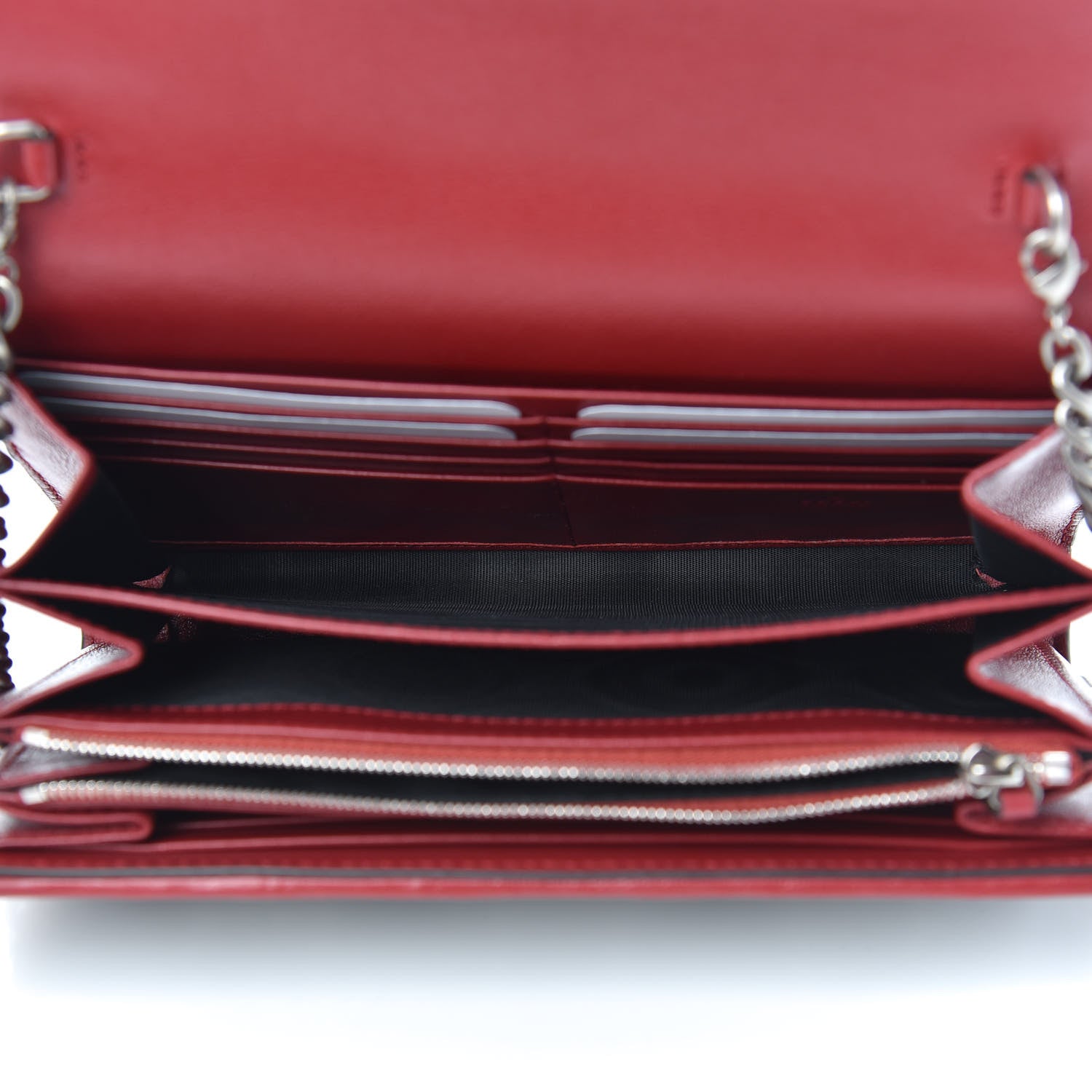 Gucci Tweed GG Monogram Mini Dionysus Chain Wallet Black White Romantic Cherry 5 of 10