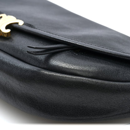 Celine Shiny Lambskin Soft Triomphe Little Half Moon Bag Black 9 of 9