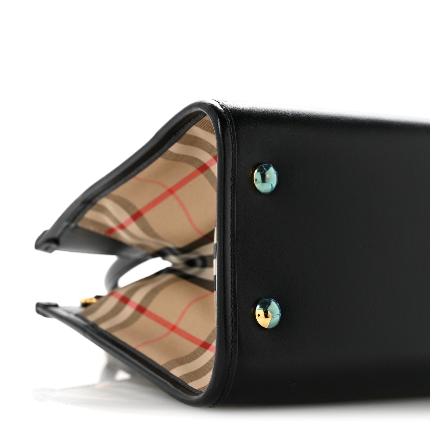 Calfskin House Check Mini Two Handle Title Bag Black
