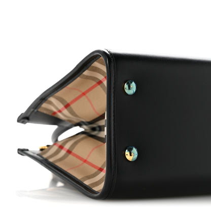 Burberry Calfskin House Check Mini Two Handle Title Bag Black 10 of 12