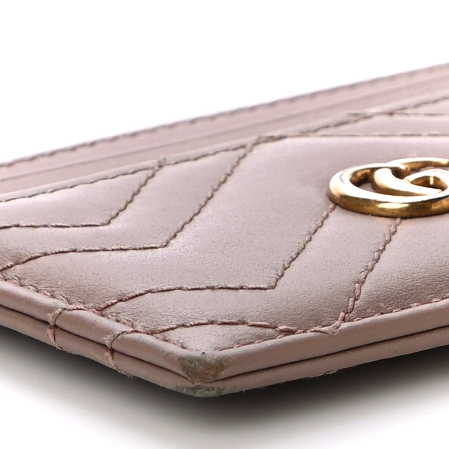 Gucci Calfskin Matelasse GG Marmont Card Holder Porcelain Rose 8 of 10