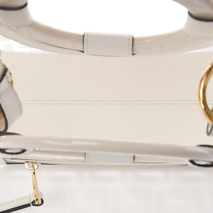 Fendi TPU FF Vitello Century Plexiglass Small Runaway Shopper Tote White 5 of 7