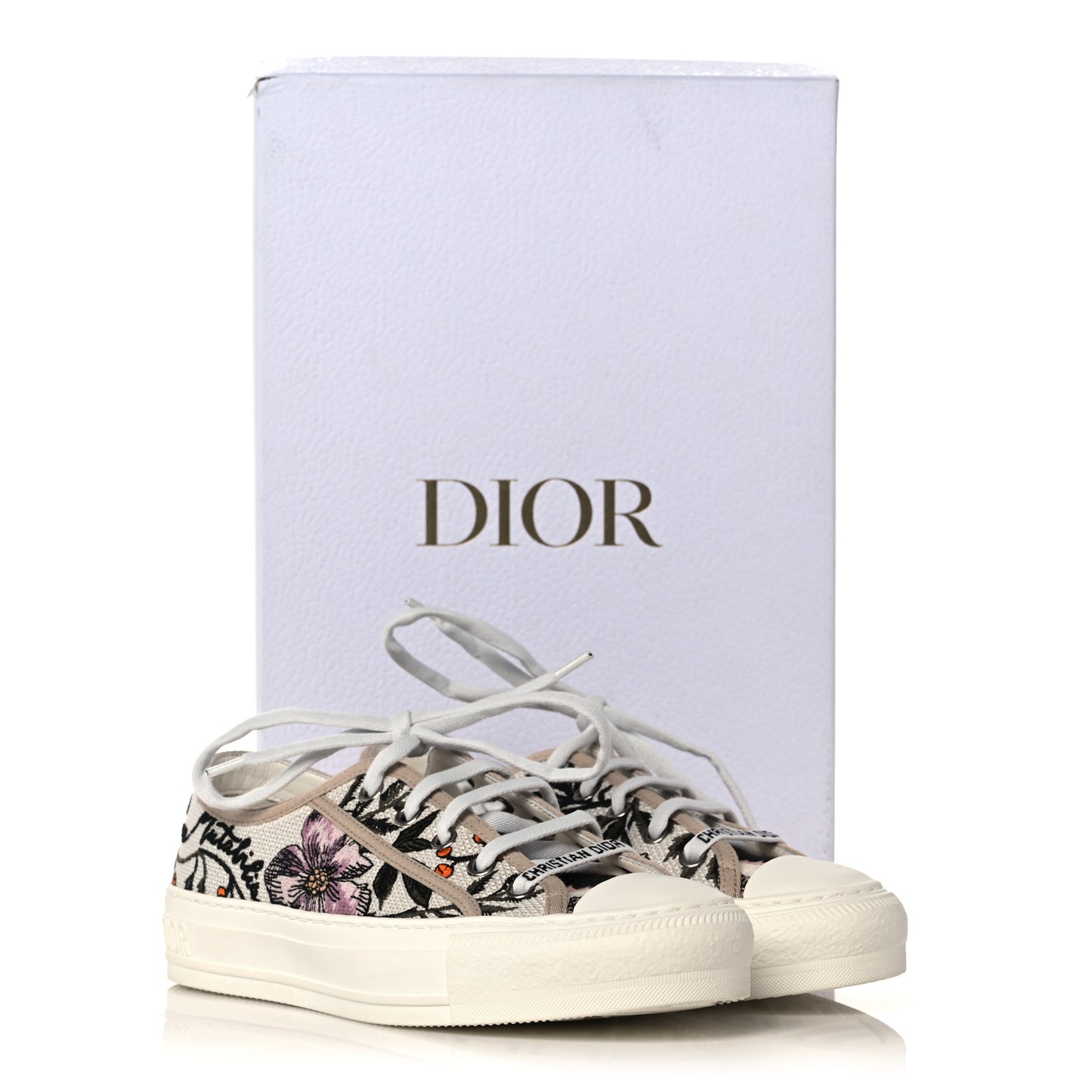 Canvas Rosa Mutabilis Embroidered Womens Walk'N'Dior Low Top Sneakers 35 Multicolor