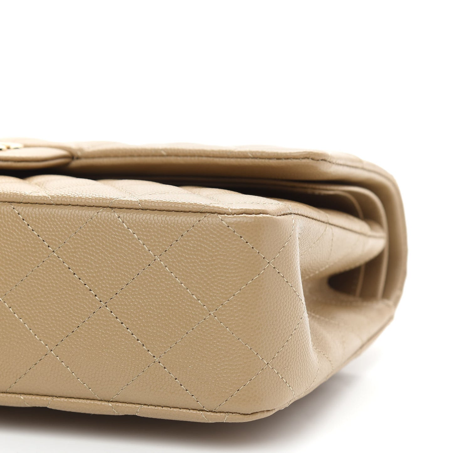 Caviar Quilted Medium Double Flap Dark Beige