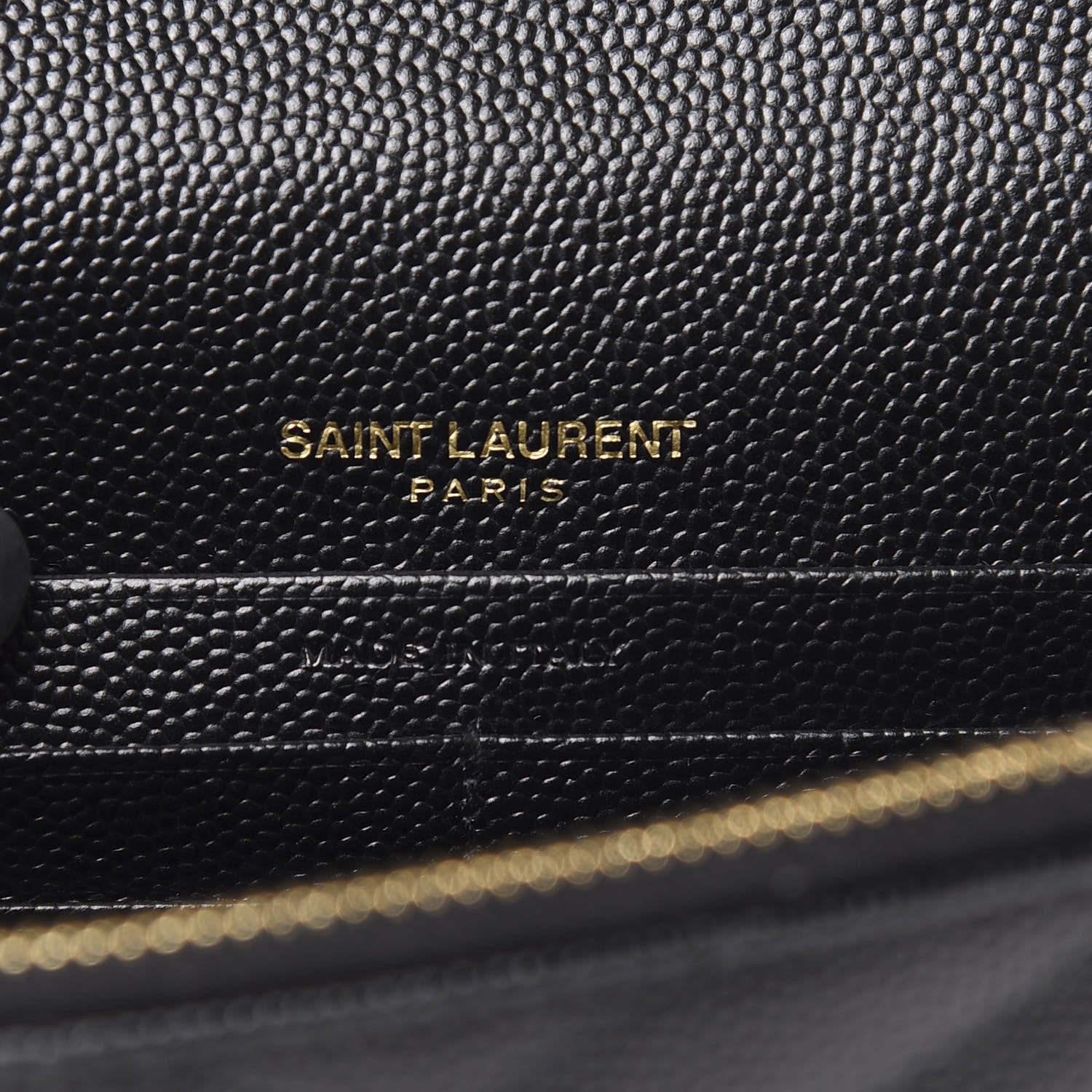 Saint Laurent Grain De Poudre Matelasse Chevron Monogram Envelope Chain Wallet Black 6 of 12