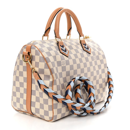 Louis Vuitton Damier Azur Braided Speedy Bandouliere 30 Blue 3 of 9