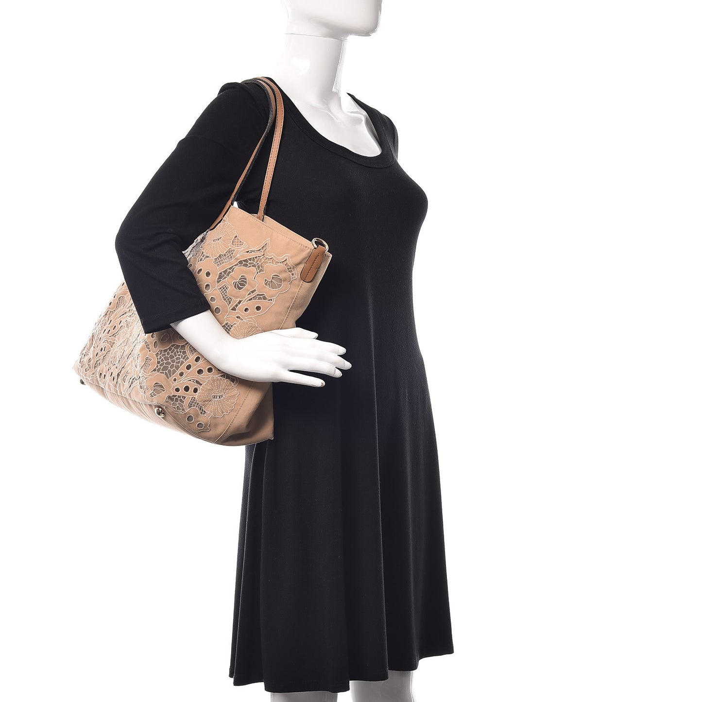 Vitello Canvas Lace Tote Beige