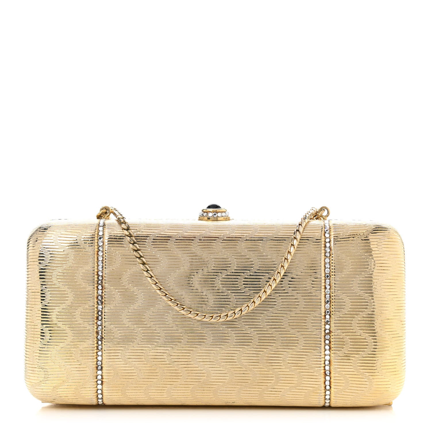Judith Leiber Crystal Minaudiere Clutch Gold 1 of 25