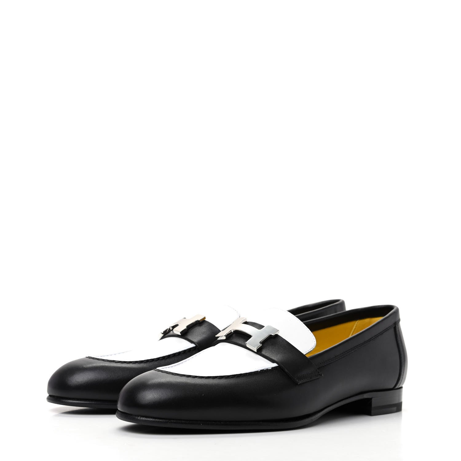 Hermes Calfskin Womens Paris Loafers 36.5 Black White 3 of 10