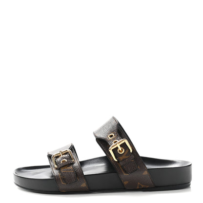 Louis Vuitton Monogram Bom Dia Mule Sandals 39 Black 1 of 6
