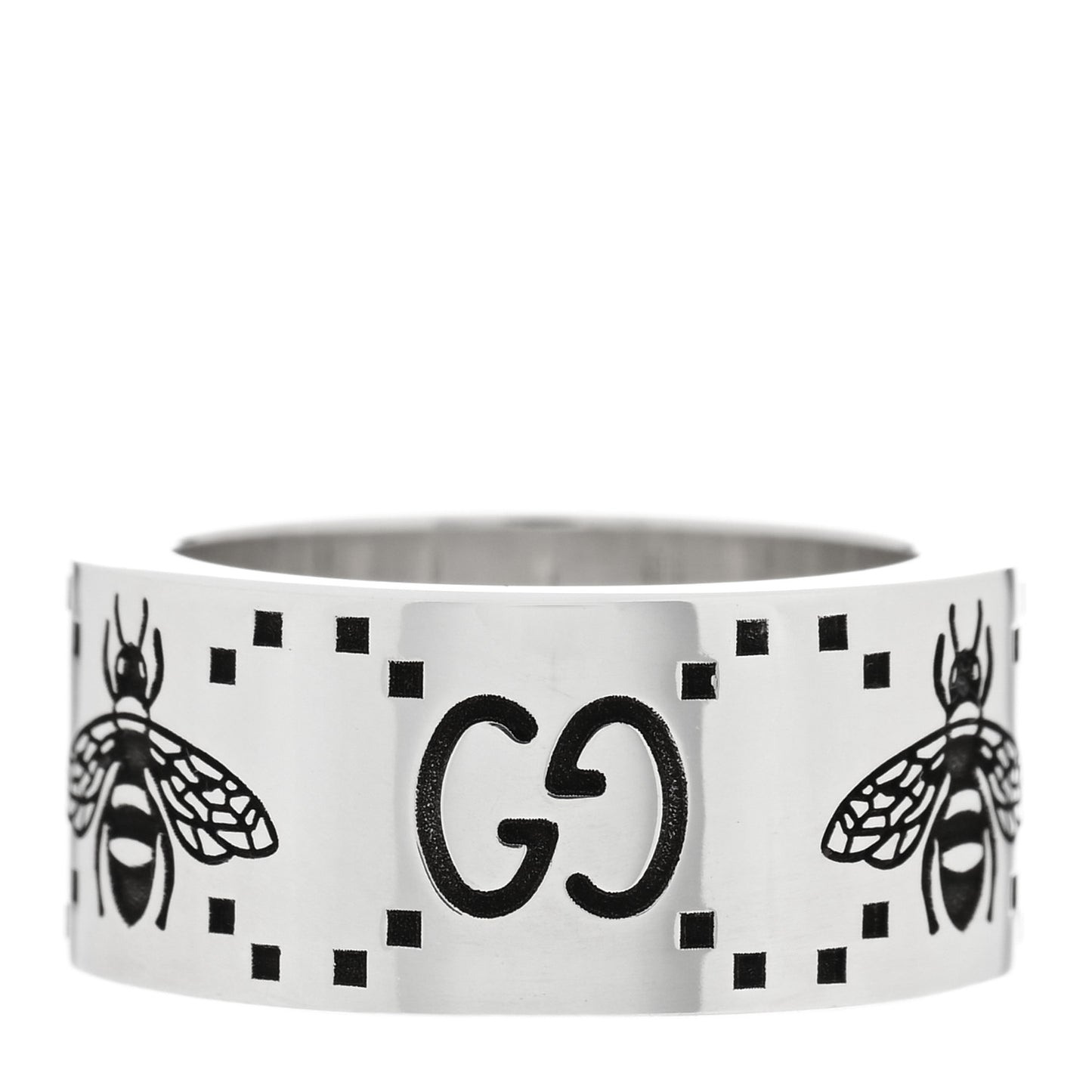 Sterling Silver GG Bee Wide Band Ring 49 5