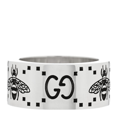 Gucci Sterling Silver GG Bee Wide Band Ring 49 5 3 of 4