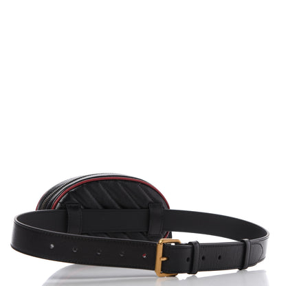 Gucci Azalea Calfskin Matelasse Diagonal Torchon GG Marmont Belt Bag 85 34 Black Romantic Cerise 3 of 10