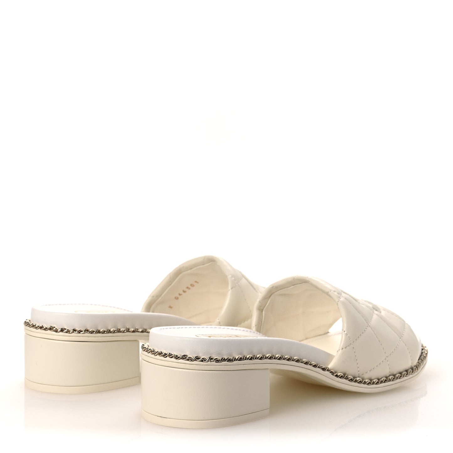 Lambskin Quilted CC Chain Mules 36.5 Light Pink White