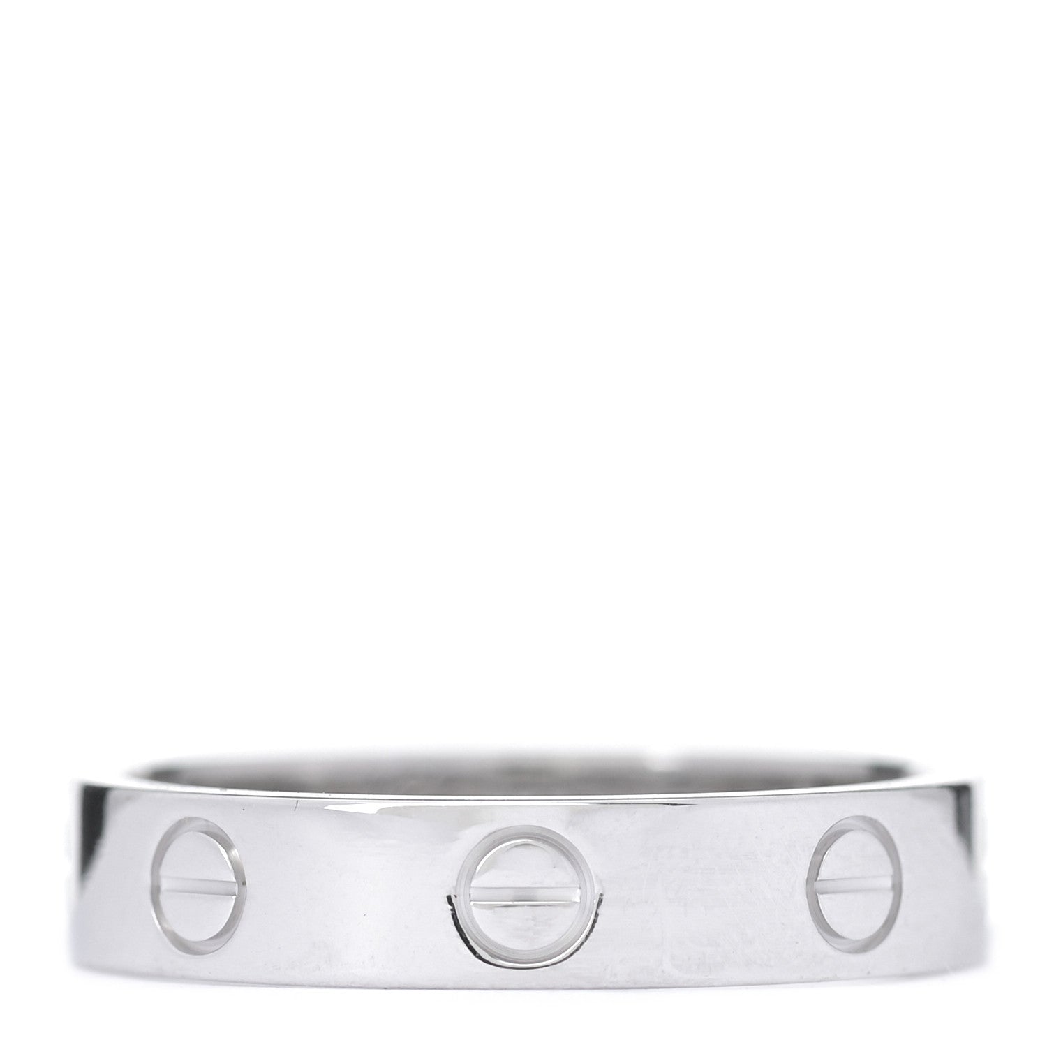 Cartier 18K White Gold Diamond 4mm LOVE Wedding Band Ring 53 6.5 3 of 5
