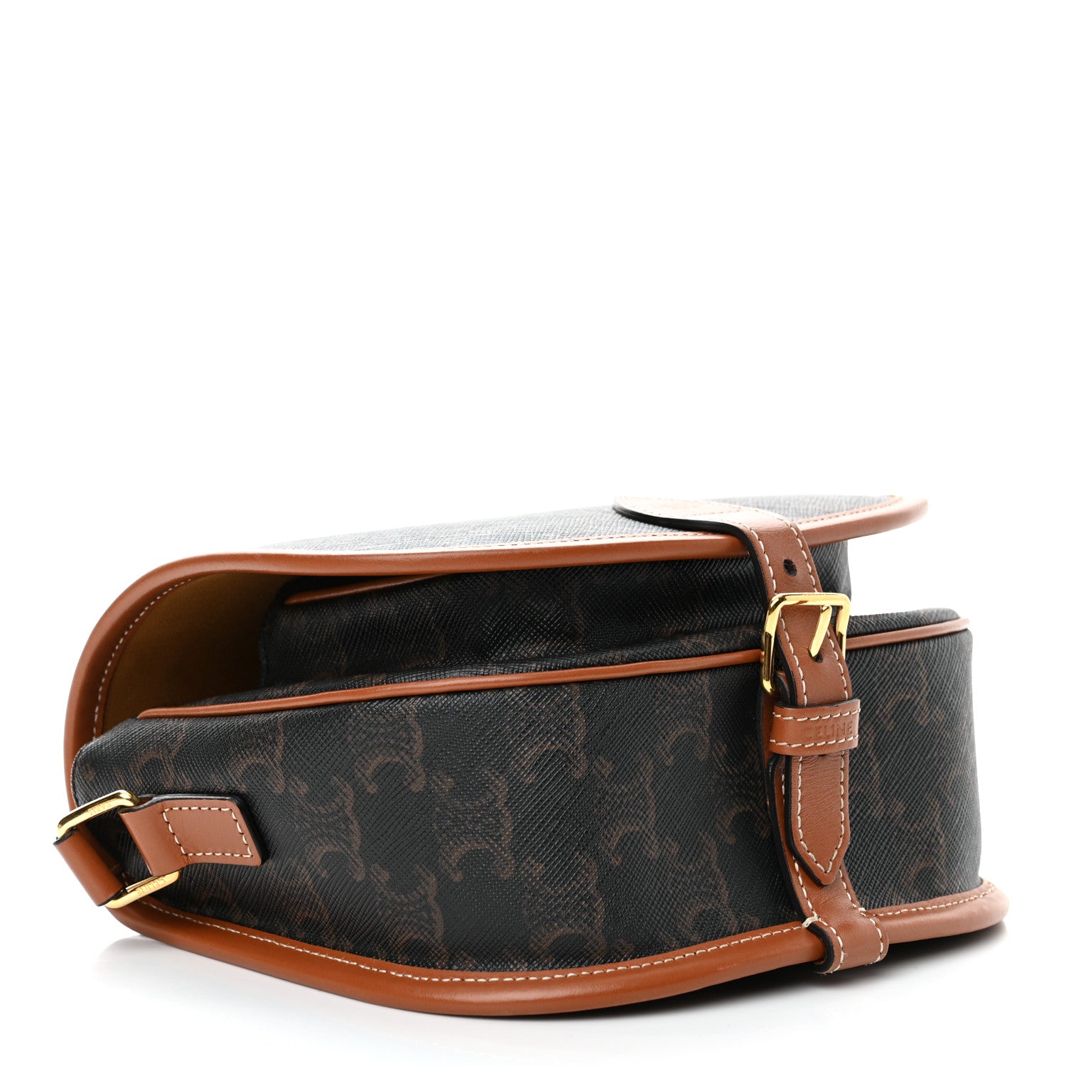 Celine Triomphe Canvas Medium Folco Bag Tan 4 of 10