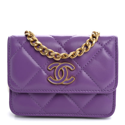 Chanel Lambskin Enamel Quilted Pending Clutch With Chain Purple 9 of 11