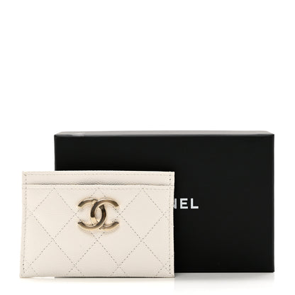 Chanel Caviar Metal Quilted Striated CC Card Holder White 9 of 9