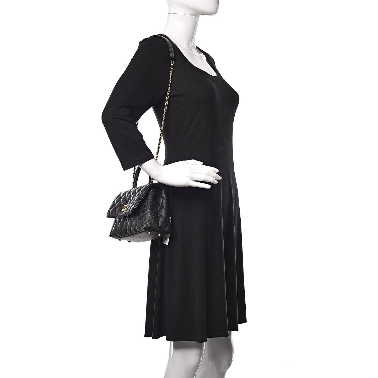 Caviar Quilted Mini Coco Handle Flap Black