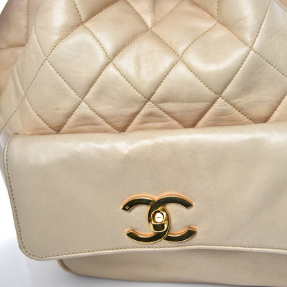 Chanel Lambskin Quilted Drawstring Backpack Beige 17 of 17