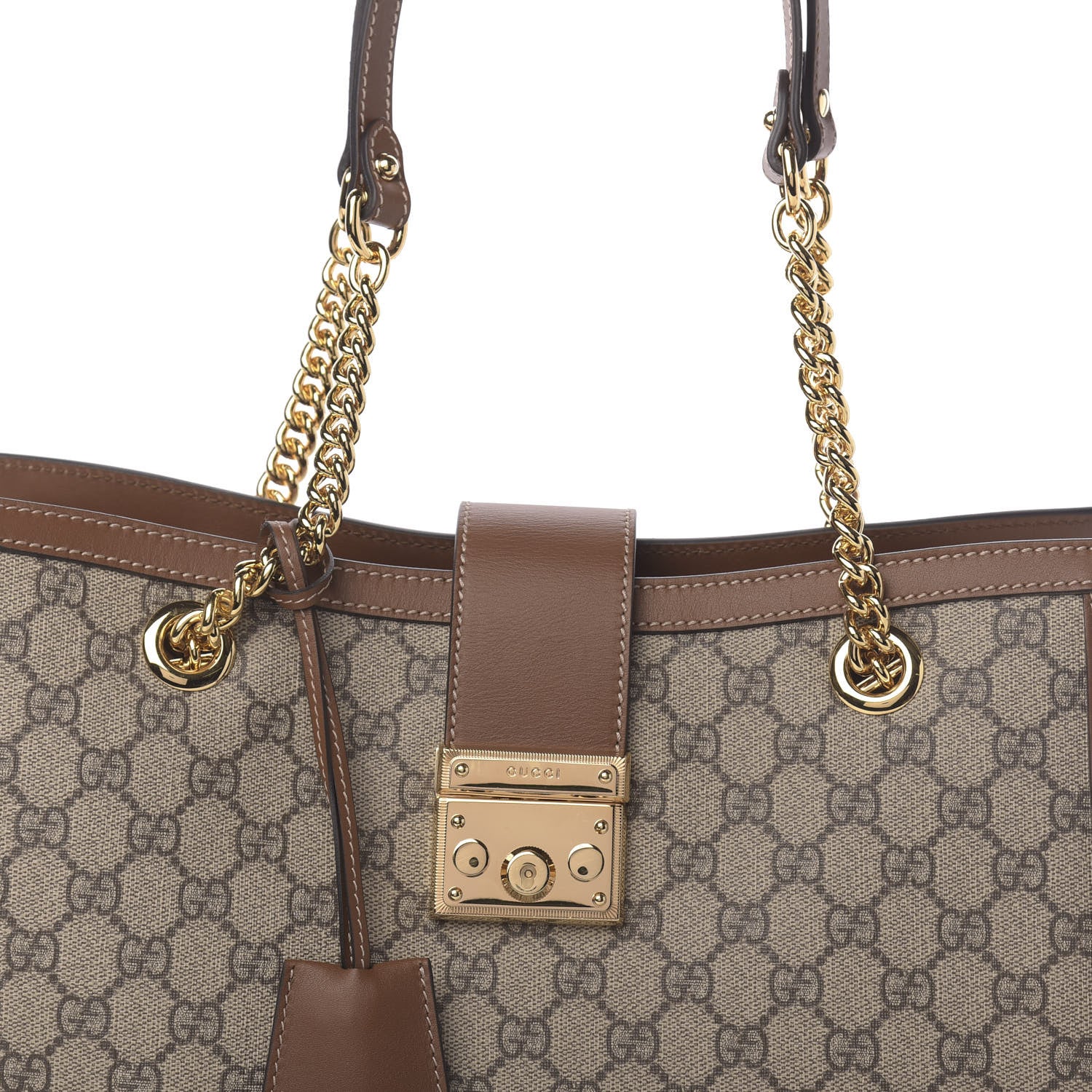 Gucci GG Supreme Monogram Medium Padlock Tote Beige Cuir 10 of 10