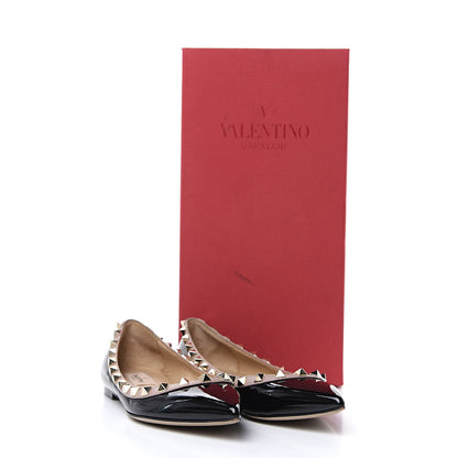 Valentino Garavani Patent Nappa Rockstud Ballerina Flats 35 Black Poudre 13 of 13
