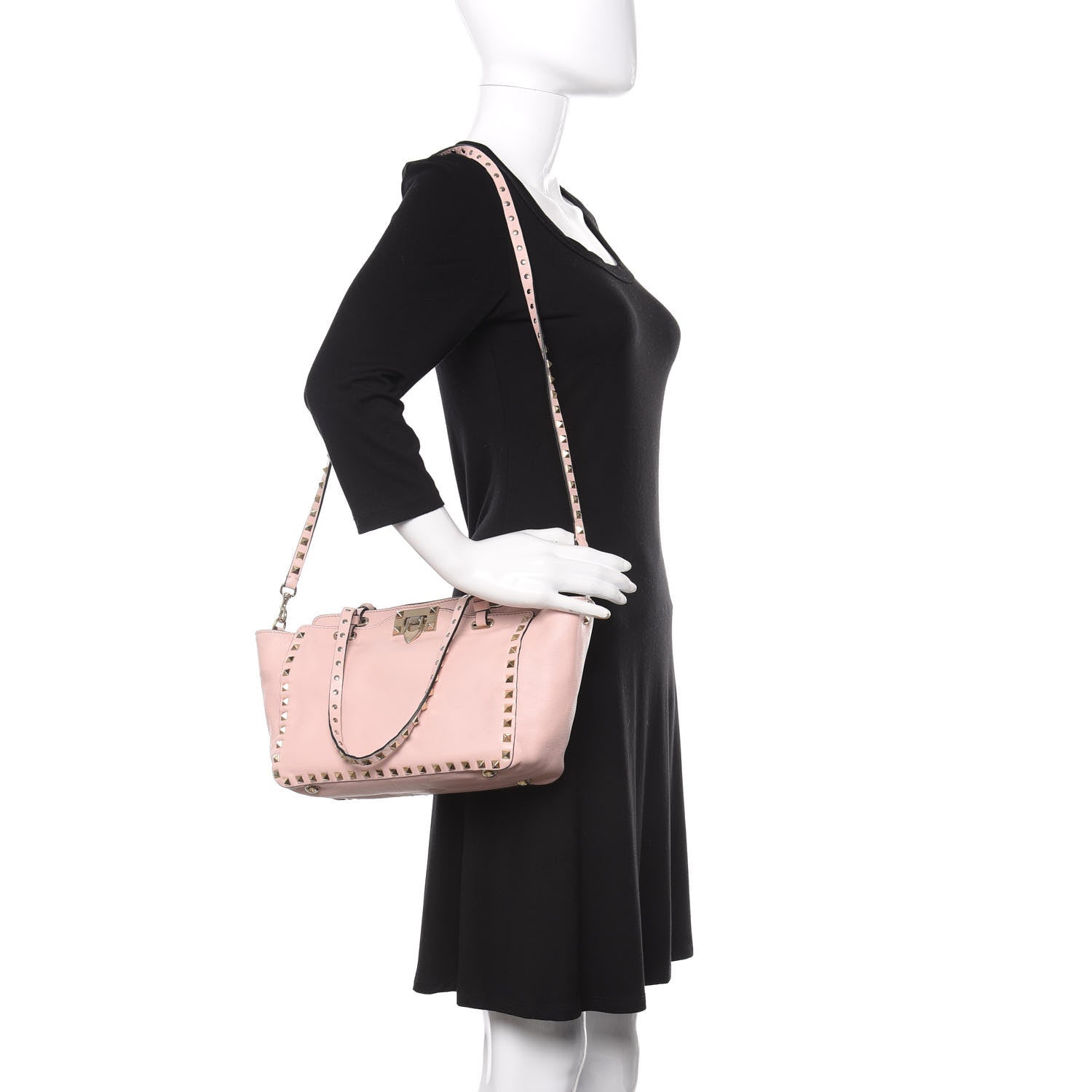 Valentino Garavani Vitello Small Rockstud Tote Pink 2 of 14