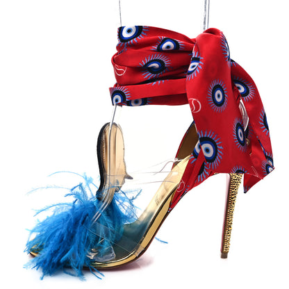 Christian Louboutin Specchio PVC Des Cyclades Athina Printed 100 Sandals 38 Gold Multicolor 1 of 7