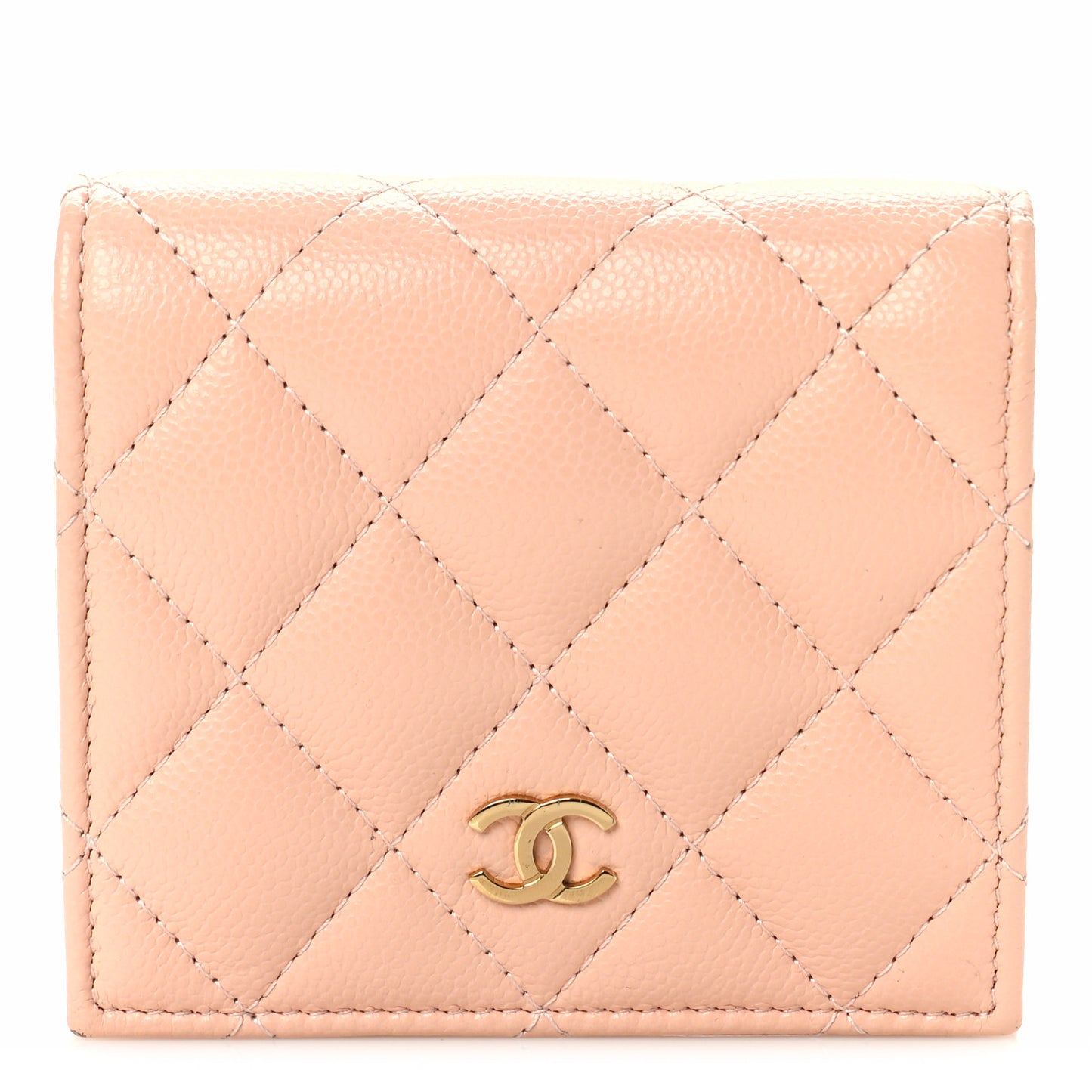 Caviar Quilted Compact Bifold Wallet Pink