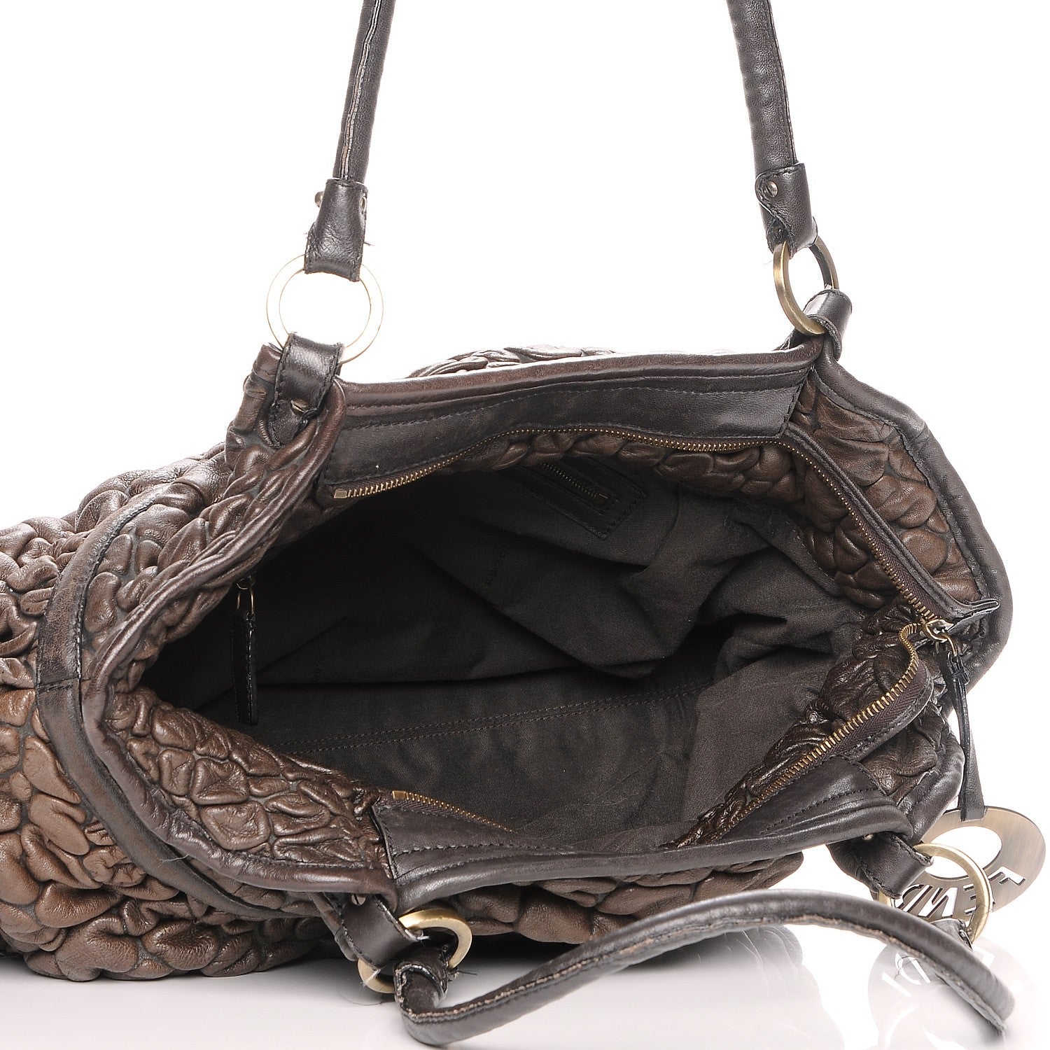 Fendi Bubble Calfskin Large Chef Shopper Tote Brown 5 of 9