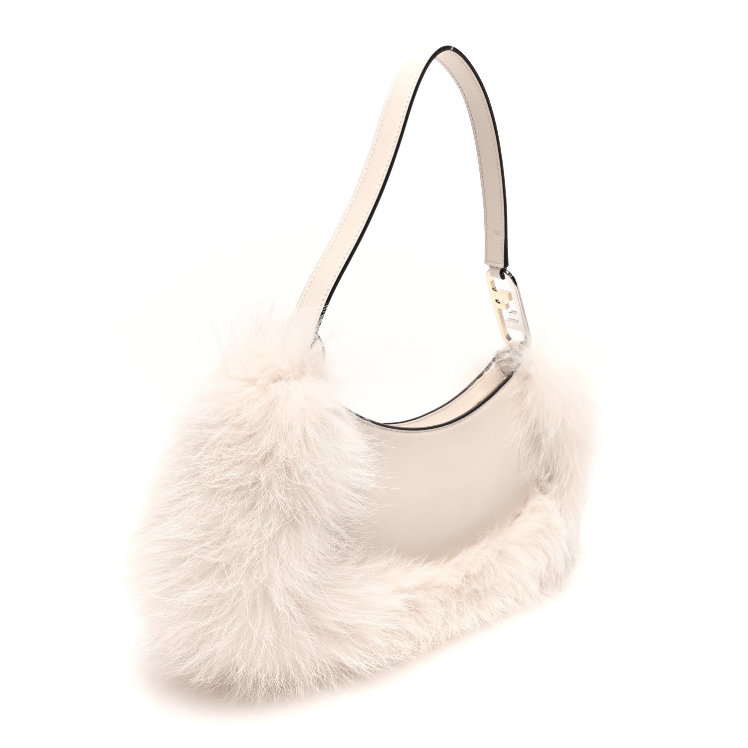 Fendi Fox Fur Vitello Fendi O'Lock Swing Camelia 3 of 10