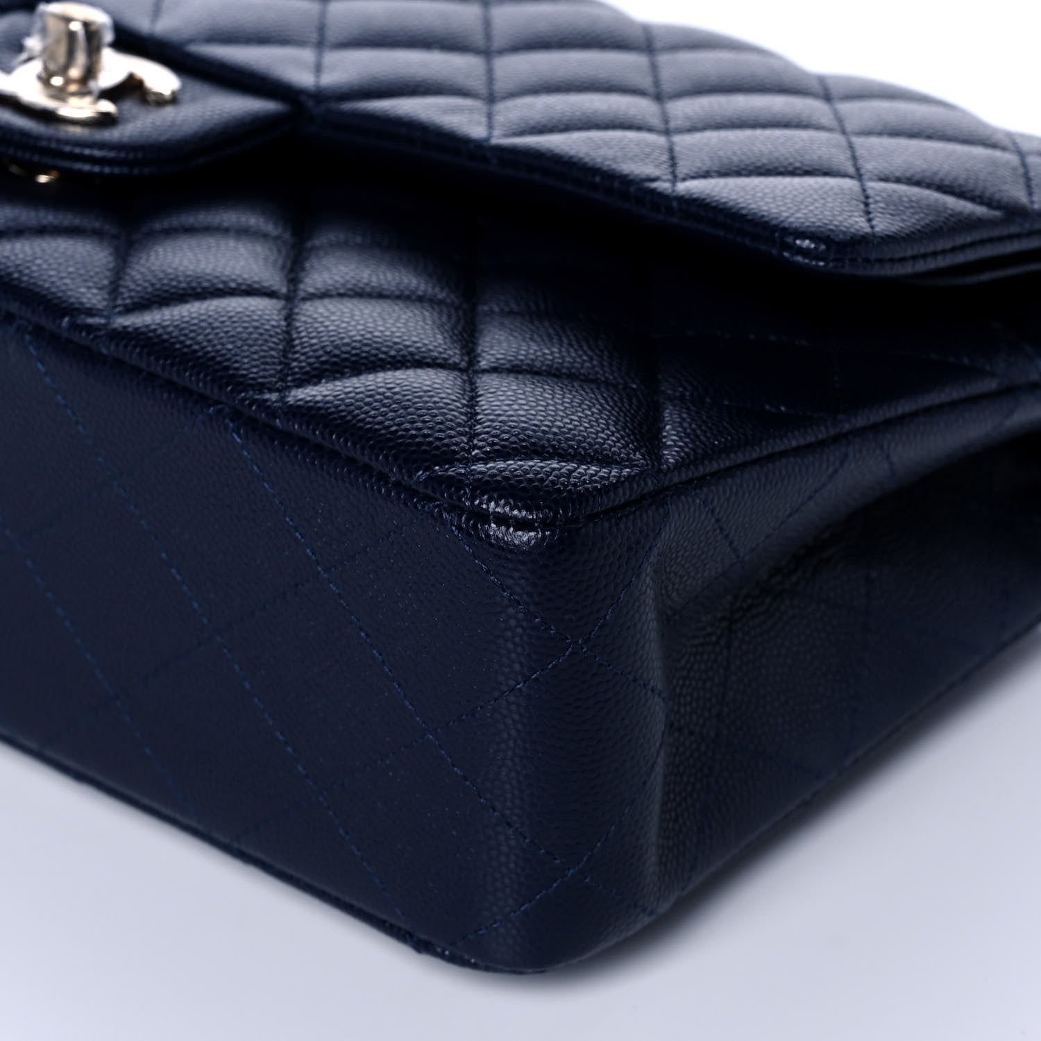 Chanel Caviar Quilted Medium Double Flap Dark Blue 10 of 12