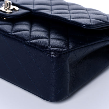 Chanel Caviar Quilted Medium Double Flap Dark Blue 10 of 12