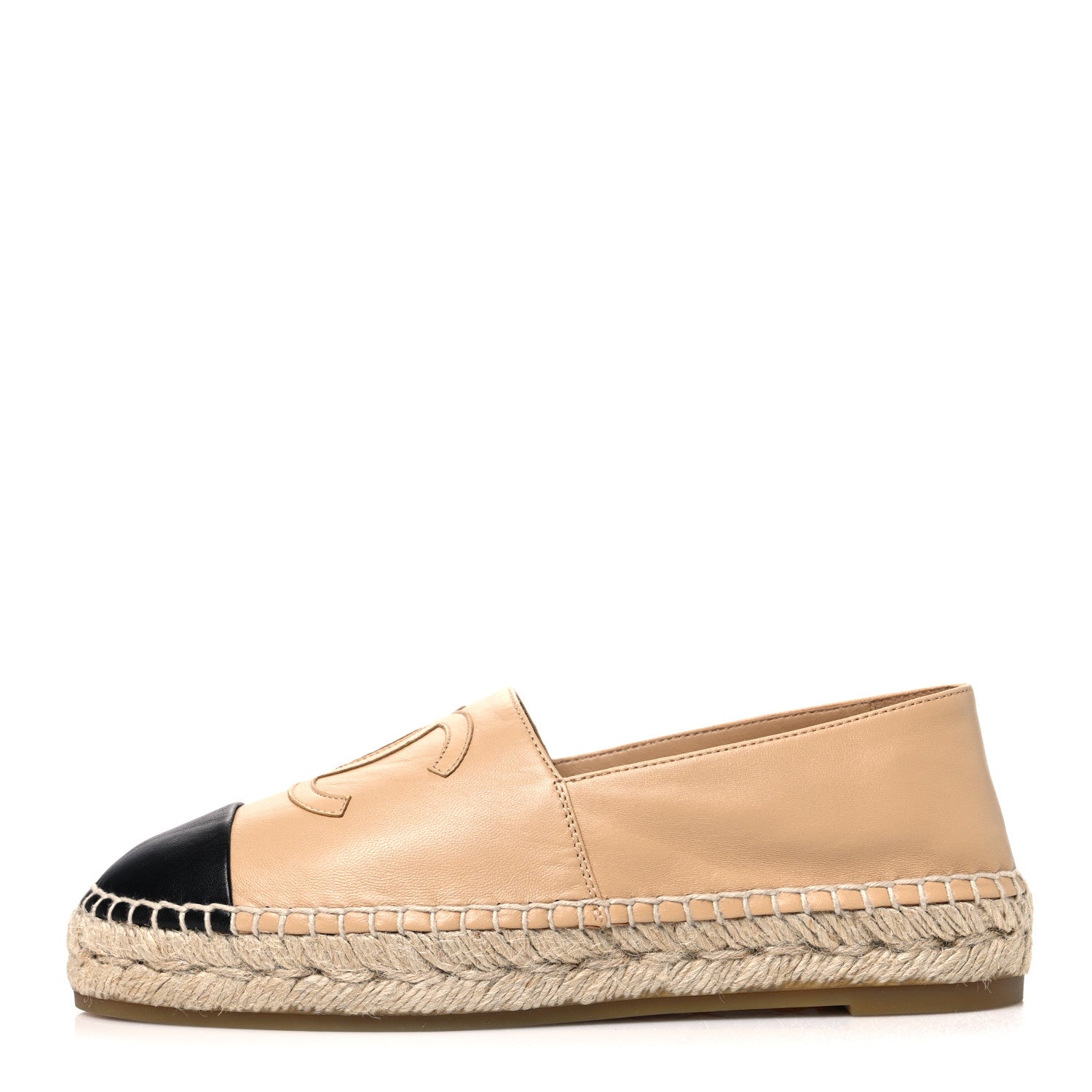 Chanel Lambskin CC Espadrilles 38 Beige Black 38 Beige Black 1 of 11