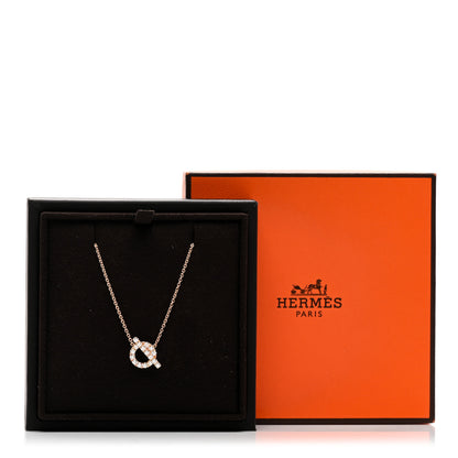 Hermes 18K Rose Gold Diamond Finesse Pendant Necklace 5 of 5