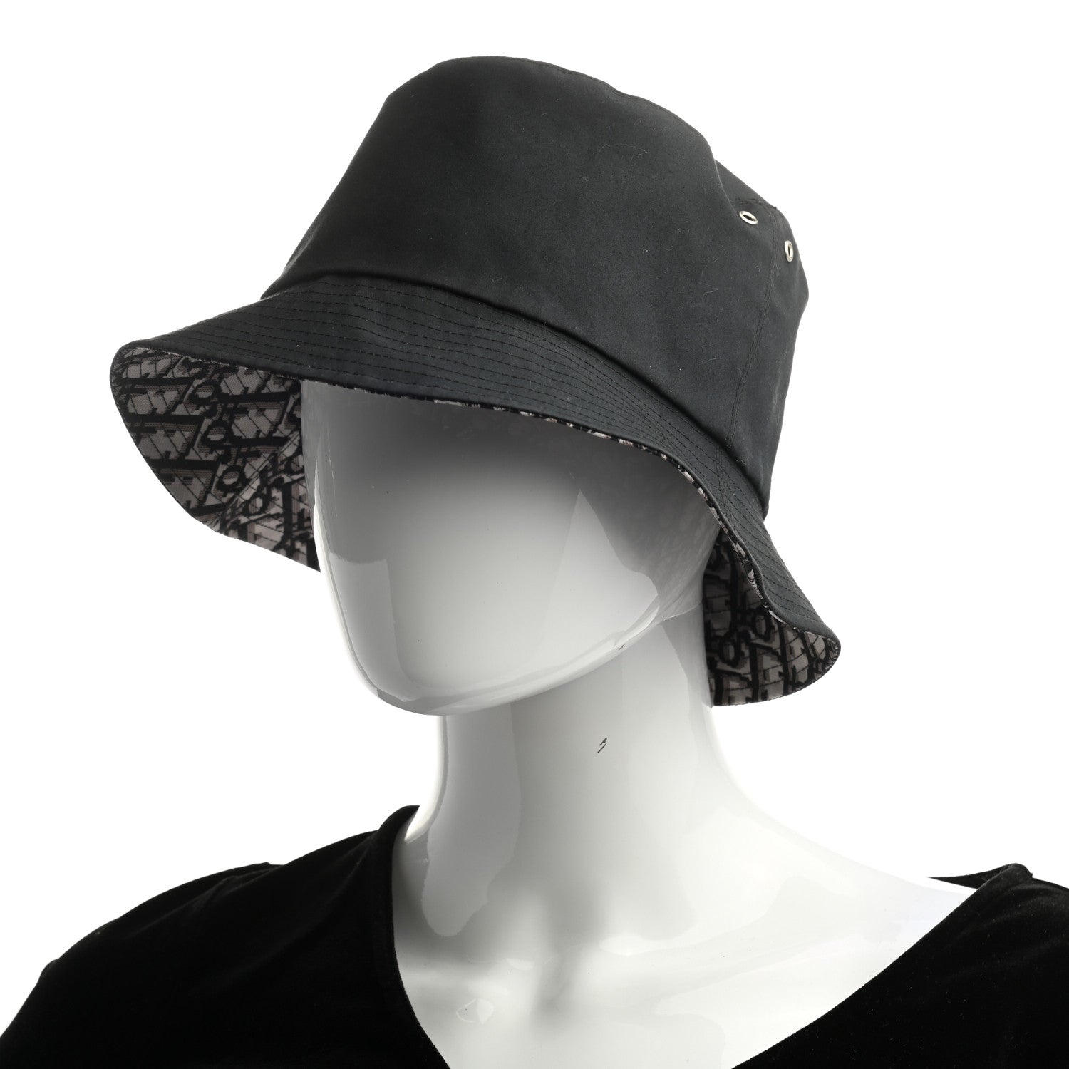 Christian Dior Oblique Reversible Teddy-D Brim Bucket Hat 58 Black 3 of 16