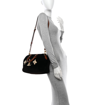 Louis Vuitton Shearling Monogram LV Ski Cozygram Speedy Bandouliere 25 Chocolate Cream 2 of 9