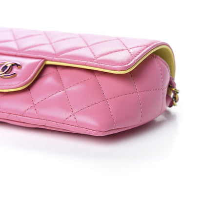 Chanel Lambskin Quilted Glasses Case With Chain Pink Yellow 9 of 10