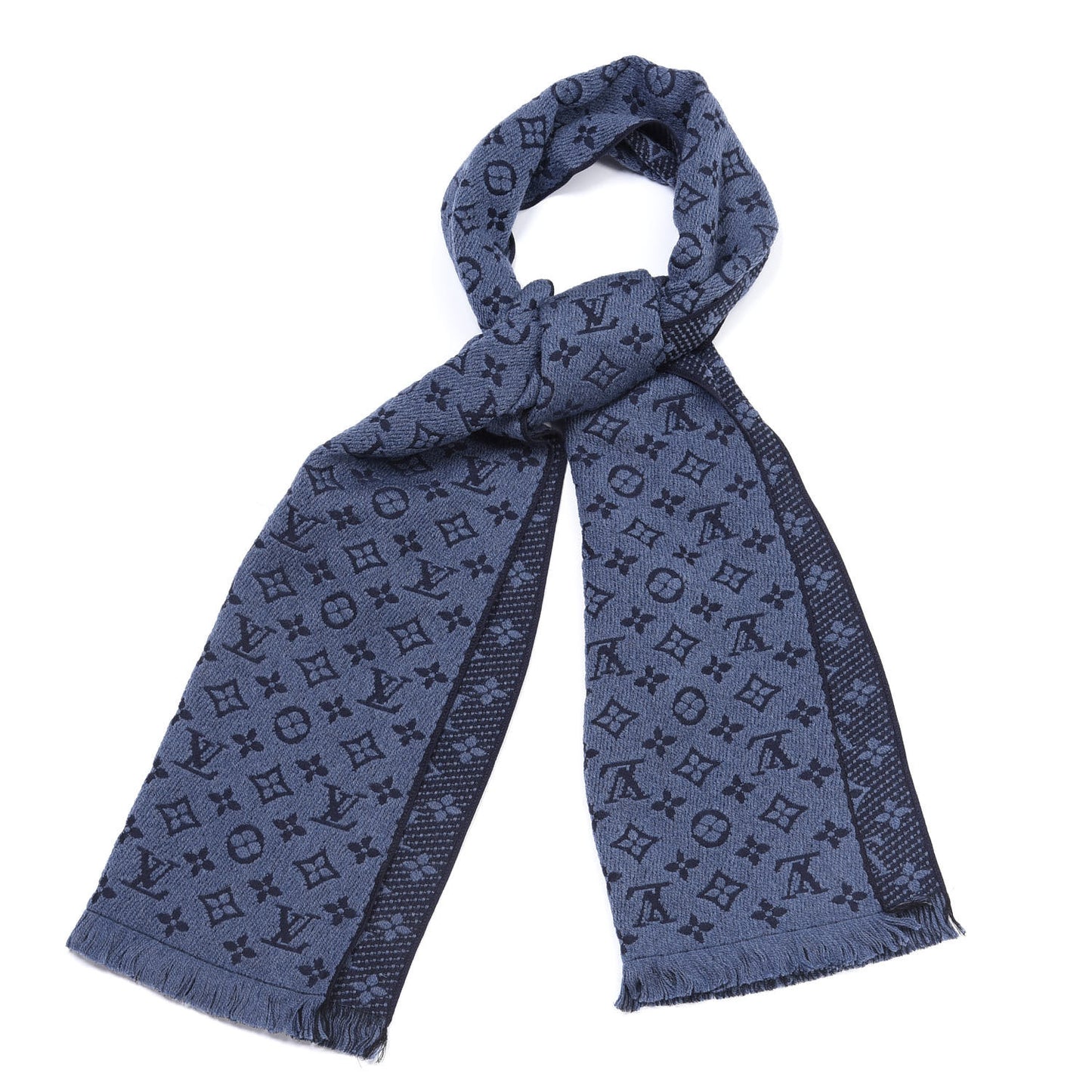 Wool Monogram Classic Scarf Marine