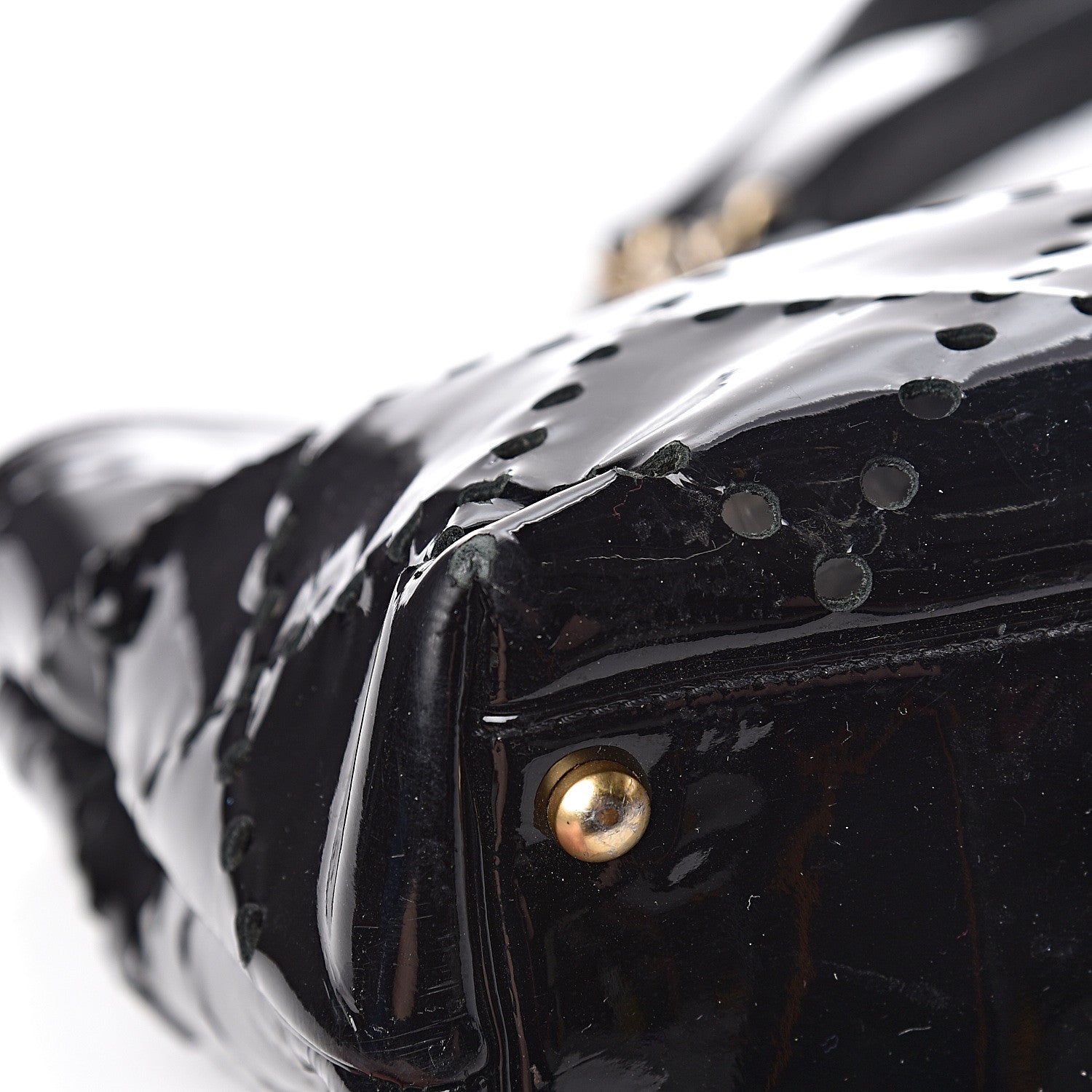 Chanel Patent Perforated CC Shopping Tote Black 18 of 21