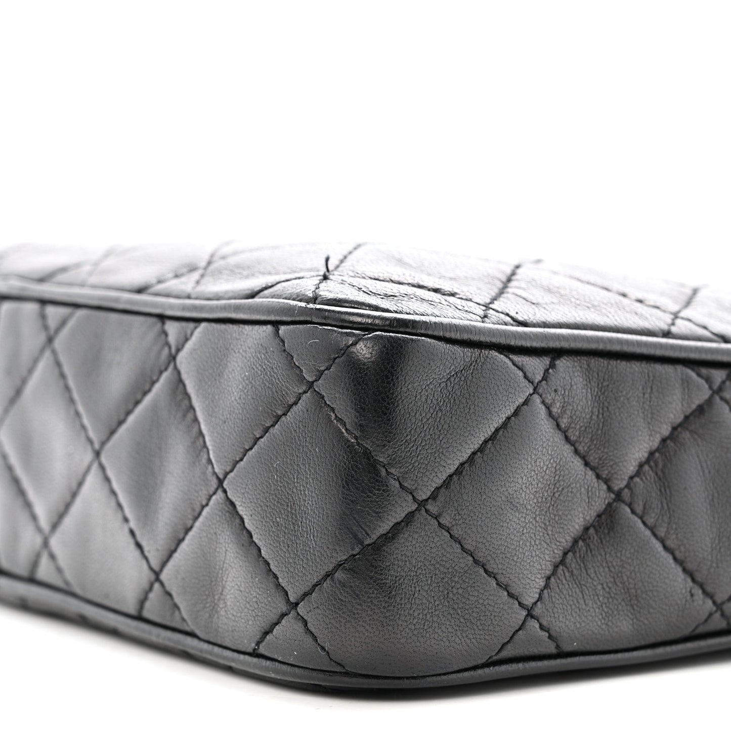 Lambskin Quilted CC Tassel Camera Case Black